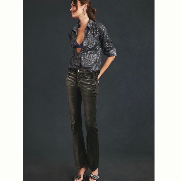 NWT Anthropologie Sequin Buttondown Long Sleeve Shirt in Slate size M - Picture 10 of 17